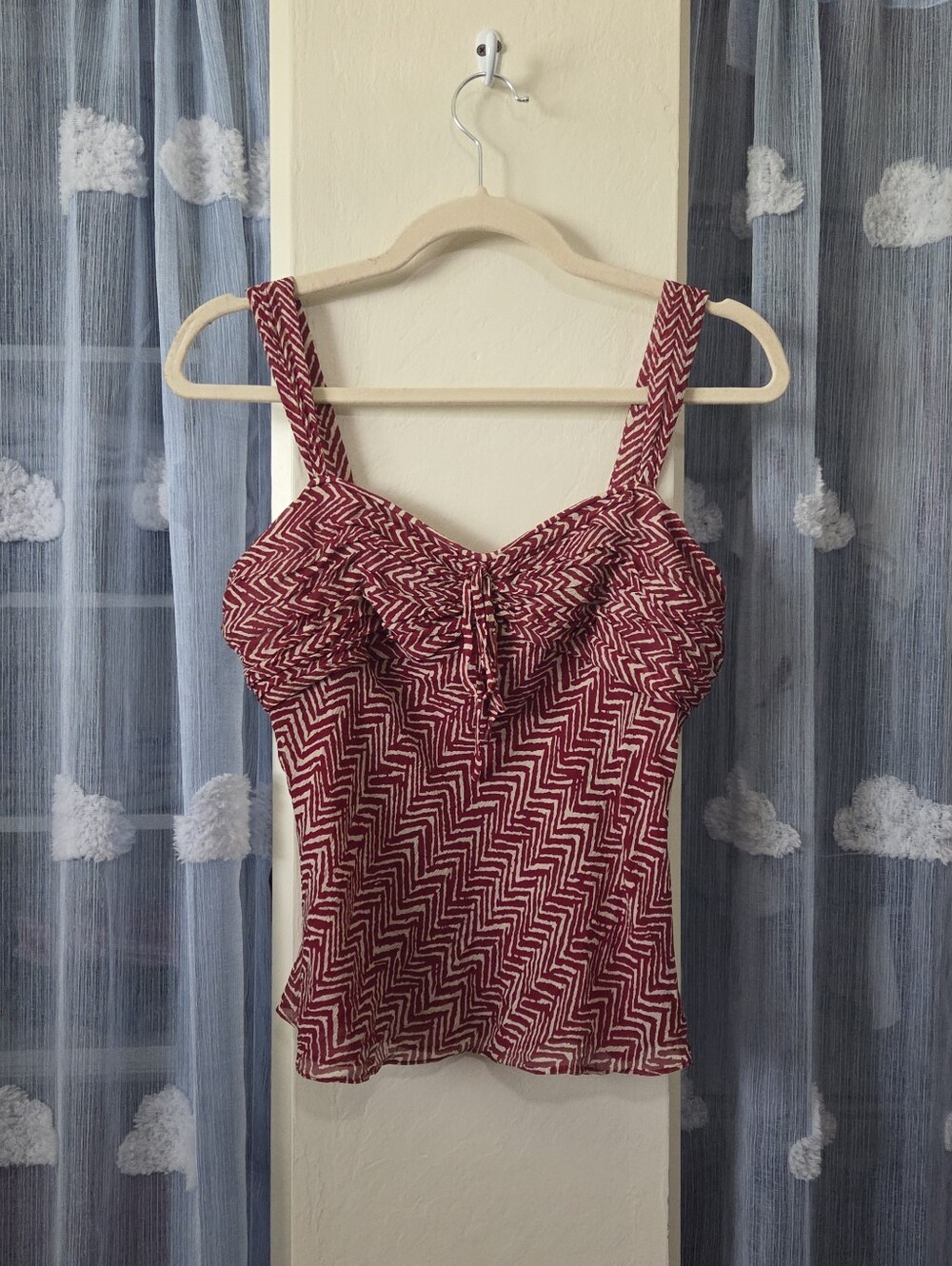Vintage Y2K Ann Taylor Petites 100% Silk Zig-Zag Camisole Blouse Tank